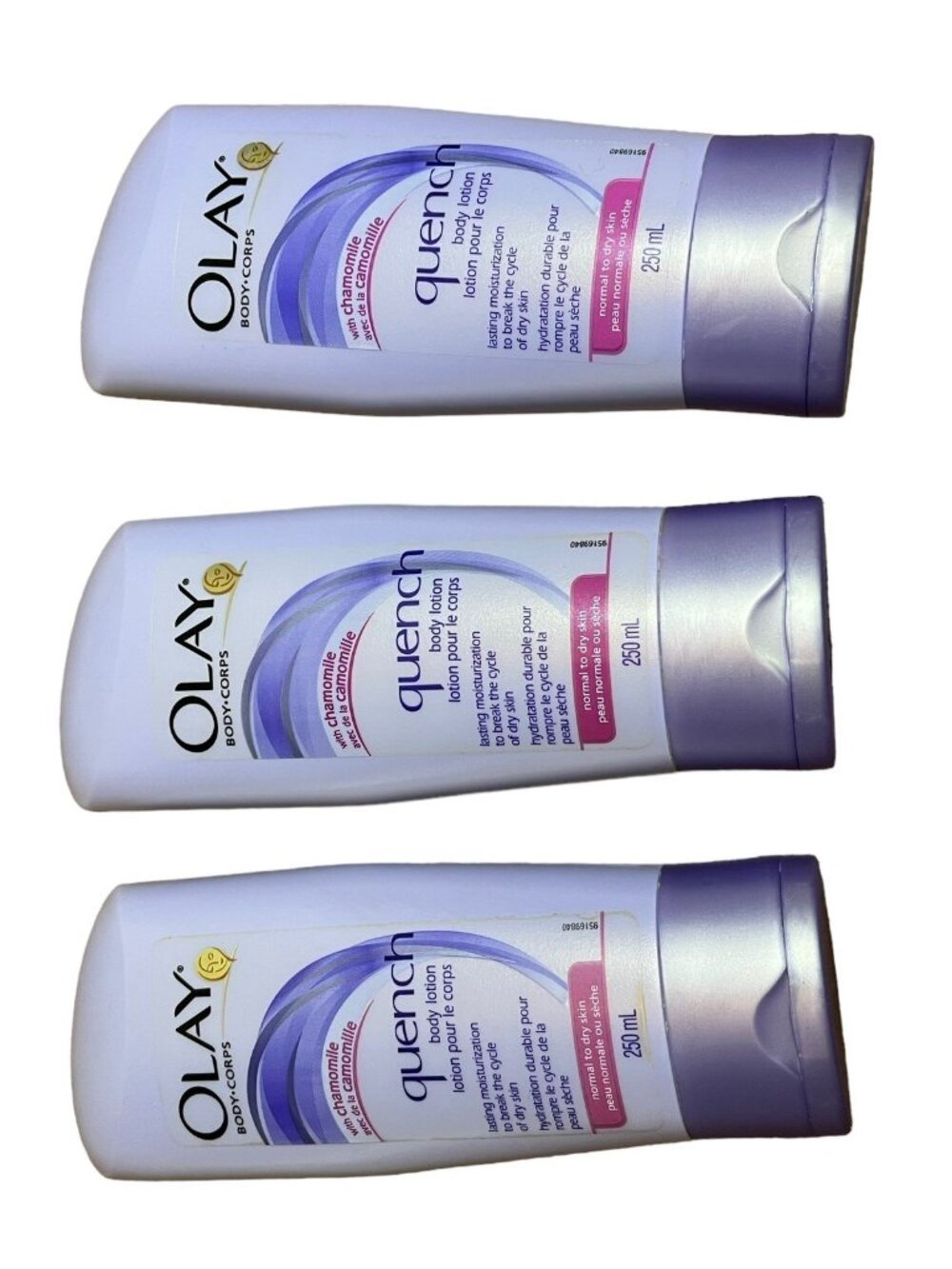 3x OLAY Quench Body Lotion with Chamomile 250ml/8.5oz Each RARE